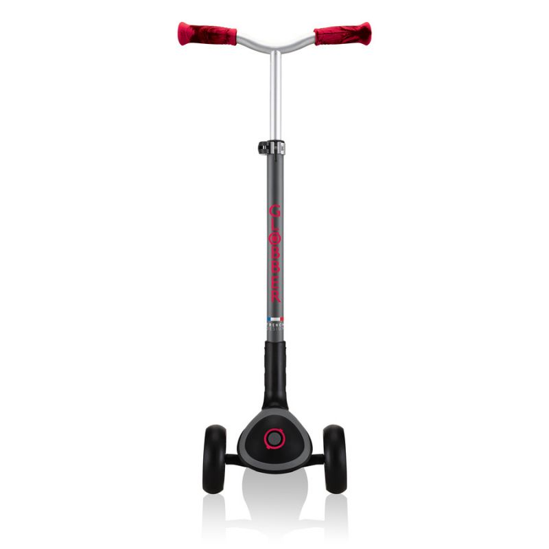 Start2Finish Globber Master Prime 3-Wheel Scooter in black with red accents, featuring a sturdy design for kids&