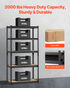 Start2Finish VEVOR 5-tier garage storage shelves, black metal utility rack with adjustable shelves, ideal for garage, basement, or kitchen.