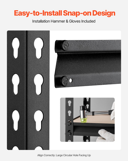 Start2Finish VEVOR 5-tier metal garage storage shelves with adjustable black steel shelves, 2000 lbs capacity, ideal for warehouse and basement.