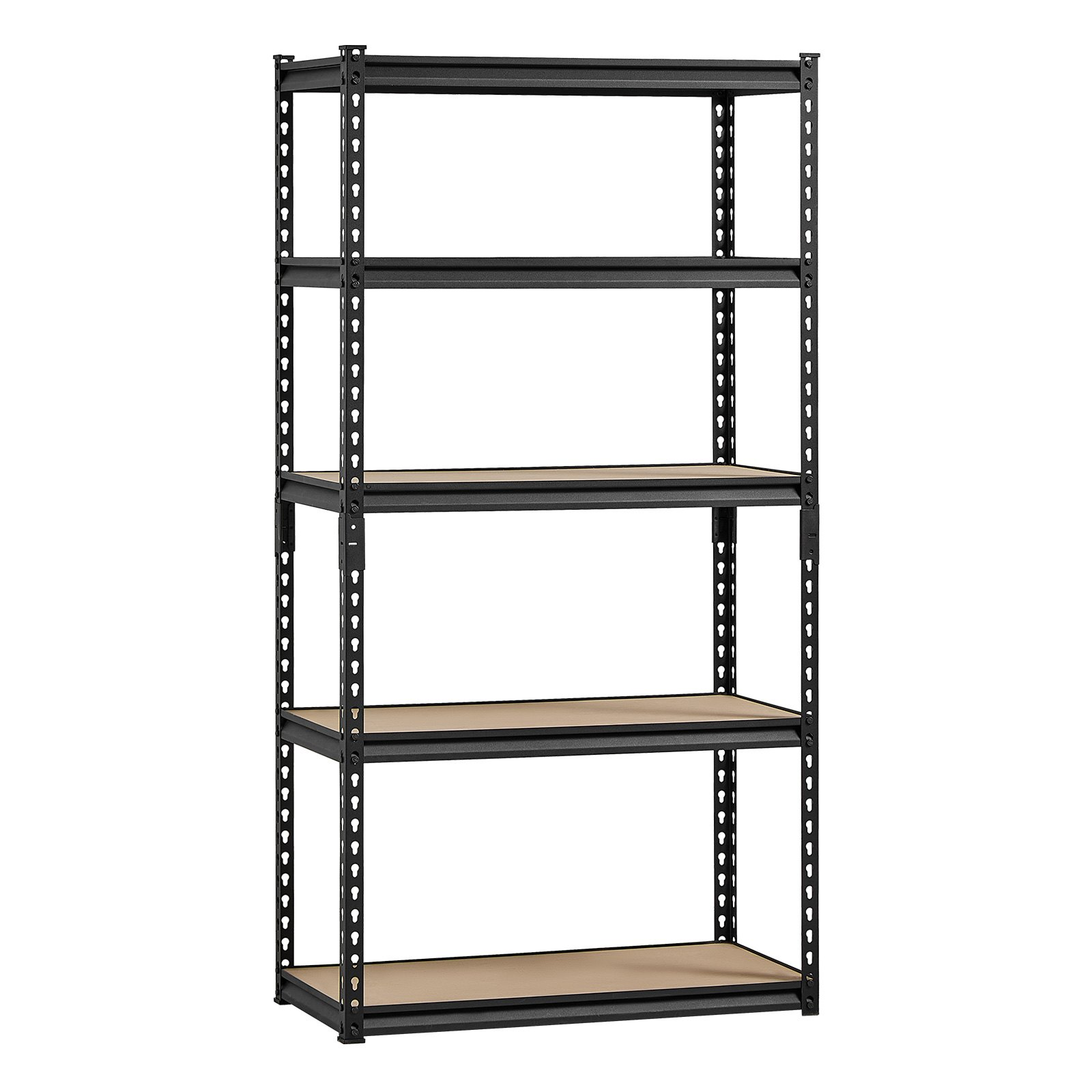 Start2Finish VEVOR 5-tier metal storage shelves for garage, kitchen, or warehouse, adjustable black utility rack with 2000 lbs capacity