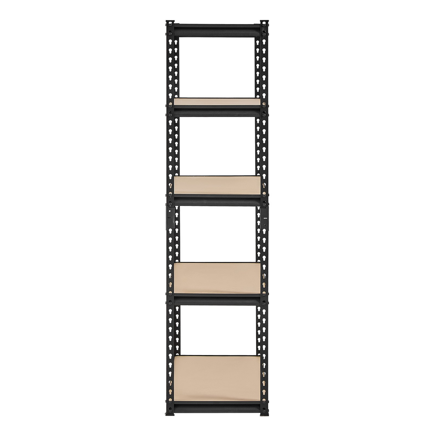Start2Finish VEVOR 5-tier garage storage shelves, black metal utility rack with adjustable shelves for garage, basement, or warehouse.