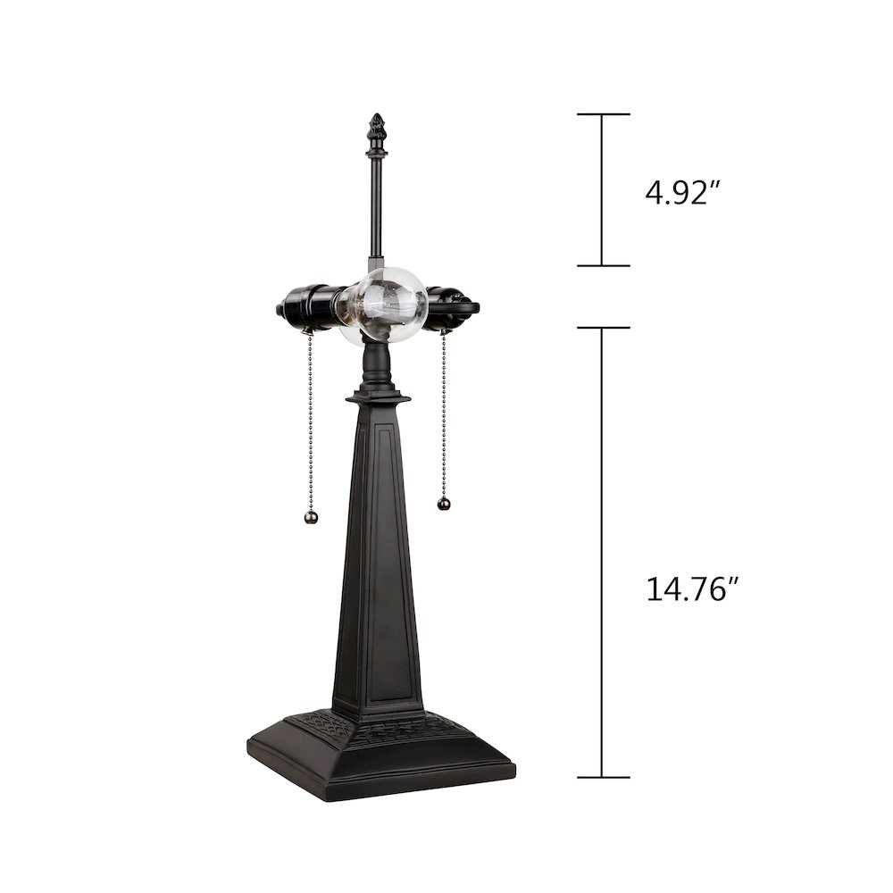 Orson Tiffany-Style 2 Light Mission Table Lamp with 16-inch shade, featuring stained glass design and classic metal base.