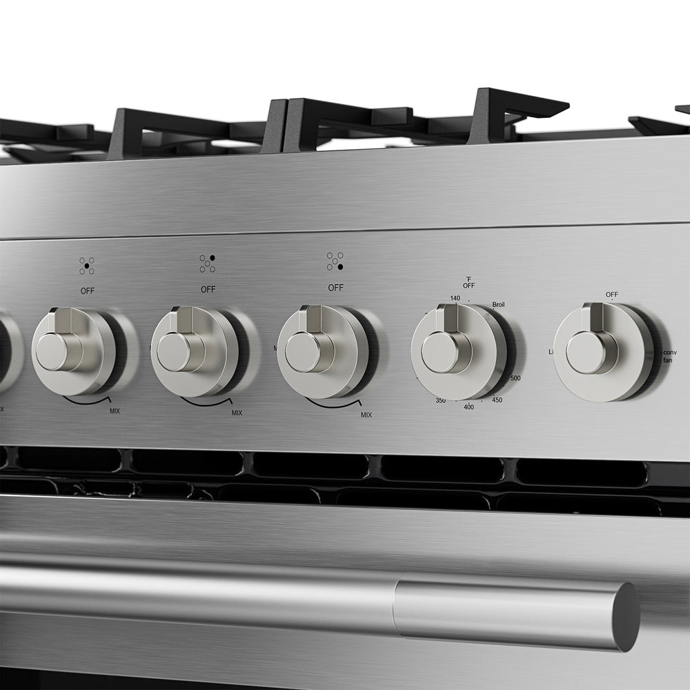 Empava 30-inch freestanding gas range with cooktop and oven, appliance with control knobs and stainless steel finish