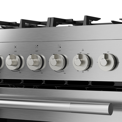 Empava 30-inch freestanding gas range with cooktop and oven, appliance with control knobs and stainless steel finish