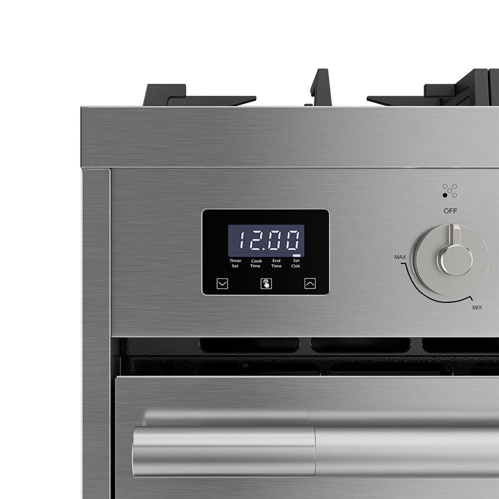 Empava 30-inch freestanding gas range with cooktop and oven, stainless steel appliances for versatile cooking.