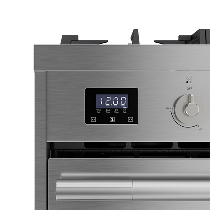Empava 30-inch freestanding gas range with cooktop and oven, stainless steel appliances for versatile cooking.