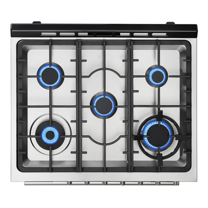Empava 30-inch freestanding gas range with cooktop and oven, featuring control knobs and stainless steel finish.