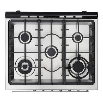 Start2Finish Empava 30-inch freestanding gas range with cooktop and oven, featuring control knobs and stainless steel finish.