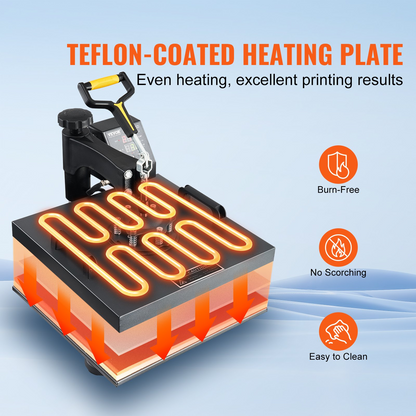Start2Finish VEVOR 8-in-1 15x15 inch heat press machine with swing-away design for sublimation, vinyl, and heat transfer projects.