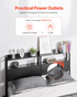 Start2Finish VEVOR black queen size adjustable headboard with shelves, LED light, charging station, and easy assembly.
