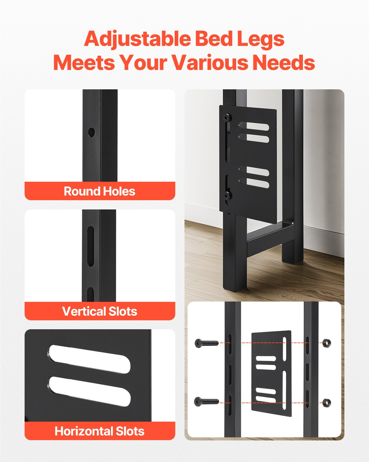 Black VEVOR queen size headboard with adjustable height, shelves, charging station, LED light, and easy assembly for various bed frames.