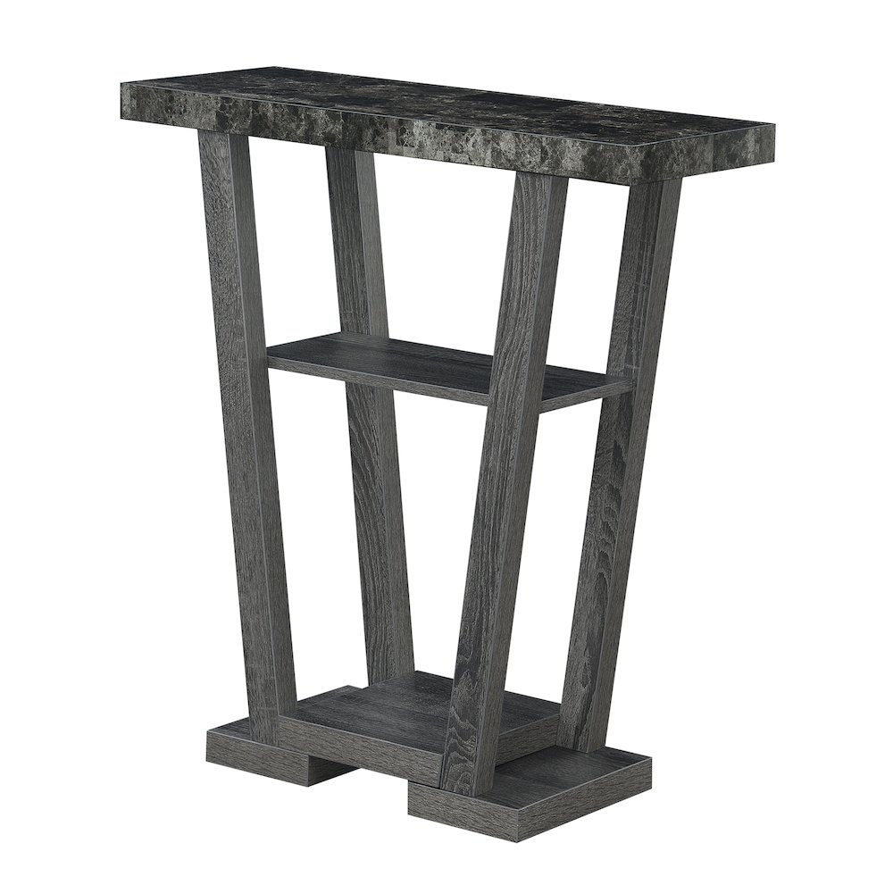 Start2Finish Newport V console table with shelves, featuring a sleek wooden design and sturdy metal frame, ideal for entryways or living rooms.