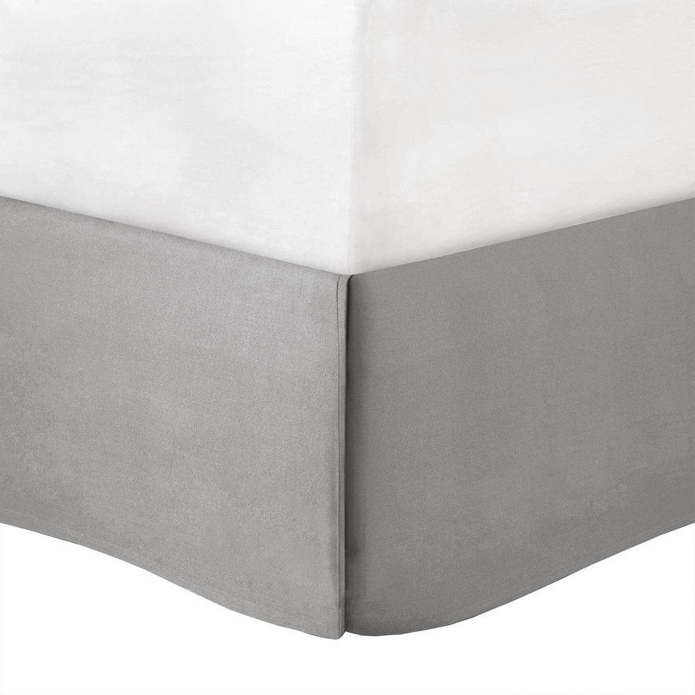 Start2Finish Riva 7-piece grey comforter set with matching pillow shams and decorative throw pillows on a bed.
