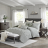 Oversized cotton comforter set with euro shams and throw pillows, featuring soft, breathable fabric and cozy bedding design.