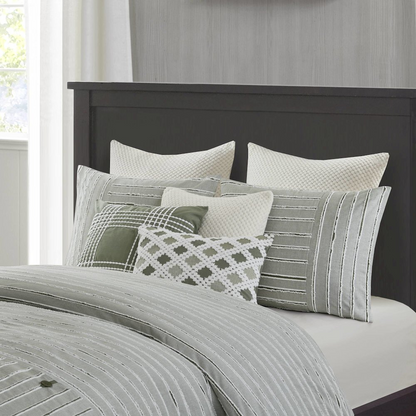 Start2Finish oversized cotton comforter set with Euro shams and throw pillows, showcasing a cozy, relaxed bedroom bedding arrangement.