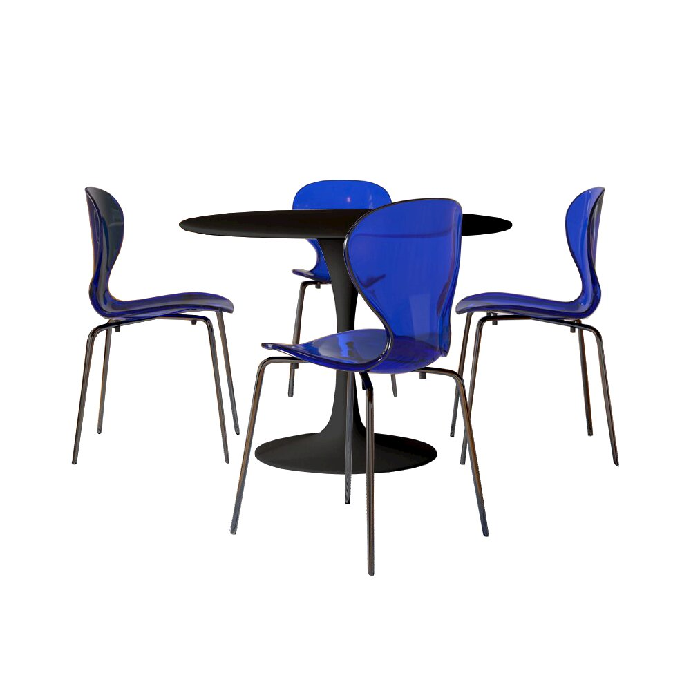 Start2Finish 5-piece round black MDF dining set with matching chairs, modern table design for dining room use.