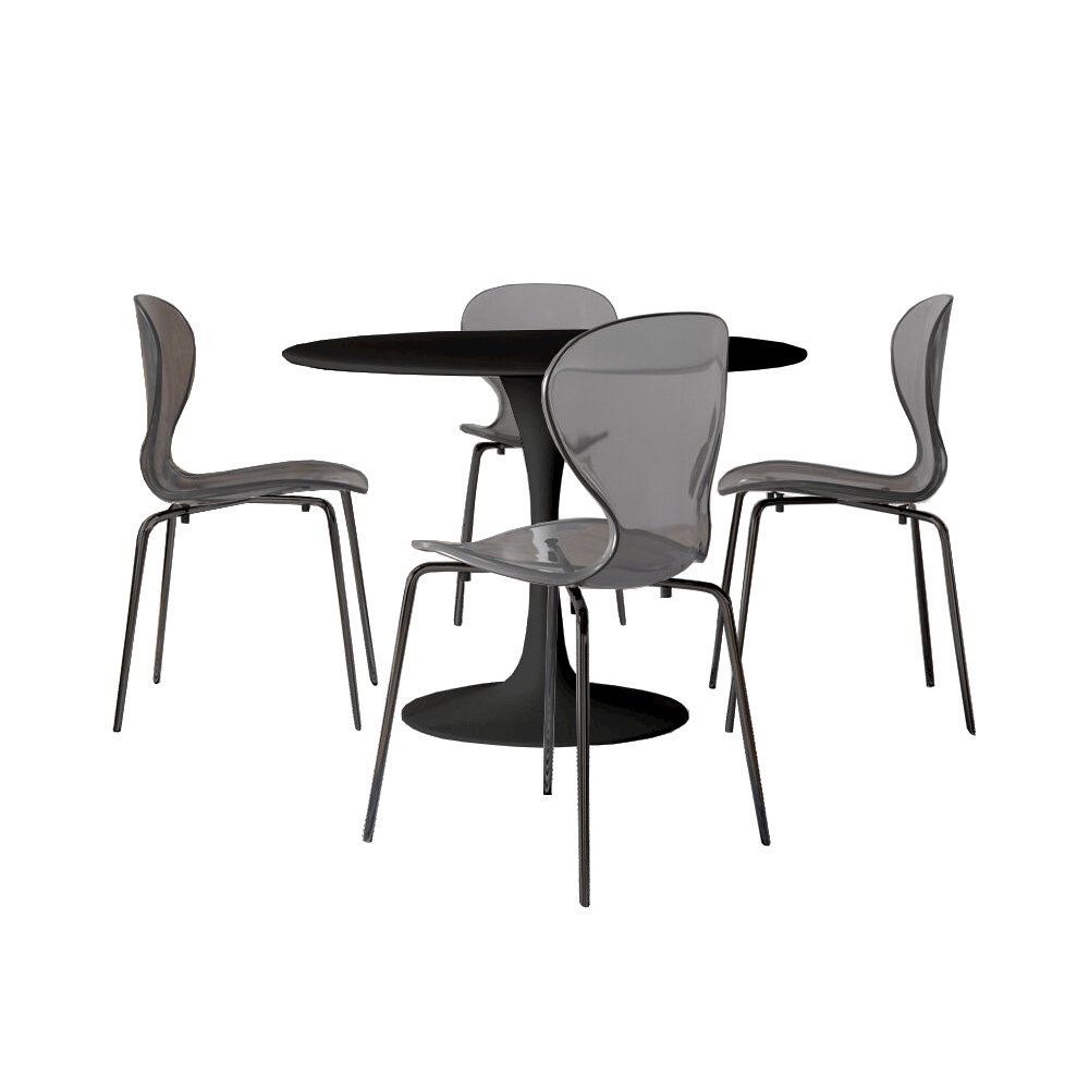 Start2Finish 5-piece round black MDF dining set with matching table and chairs, modern design for kitchen or dining room use.