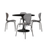 Start2Finish 5-piece round black MDF dining set with matching table and chairs, modern design for kitchen or dining room use.