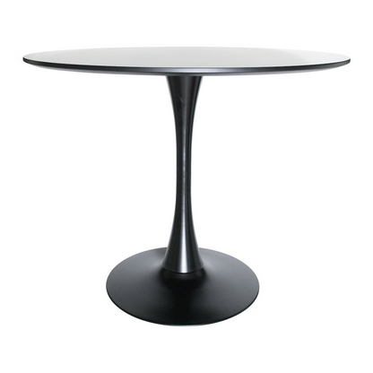 Start2Finish 5-piece round black MDF dining set with table and four matching chairs, ideal for modern dining rooms.