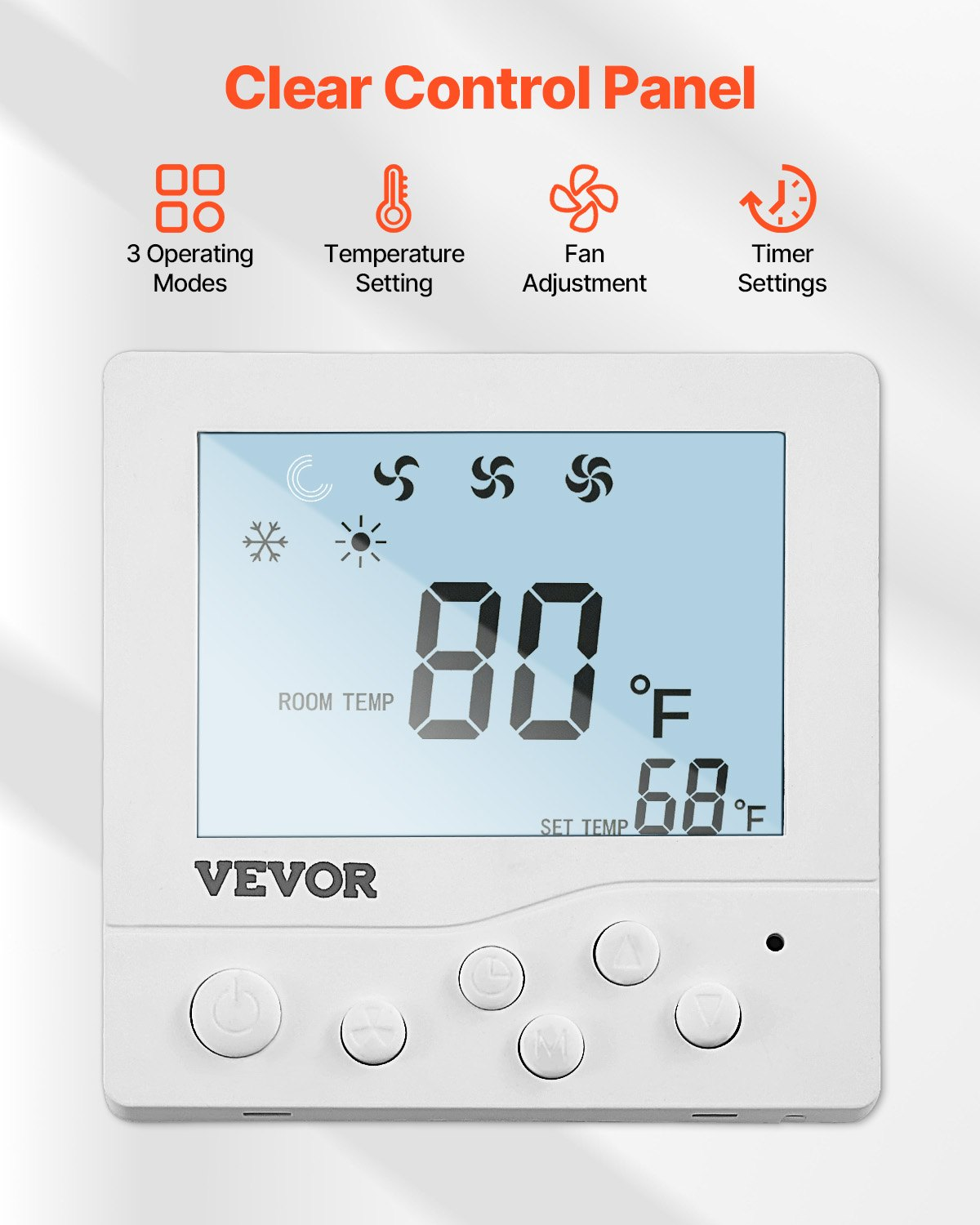 Start2Finish VEVOR 13500 BTU RV air conditioner with air distribution box, operation panel, and installation hardware in white.