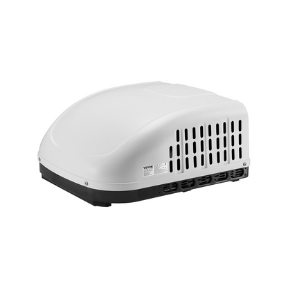 Start2Finish VEVOR RV air conditioner 13500 BTU rooftop unit with operation panel, air distribution box, and installation hardware in white