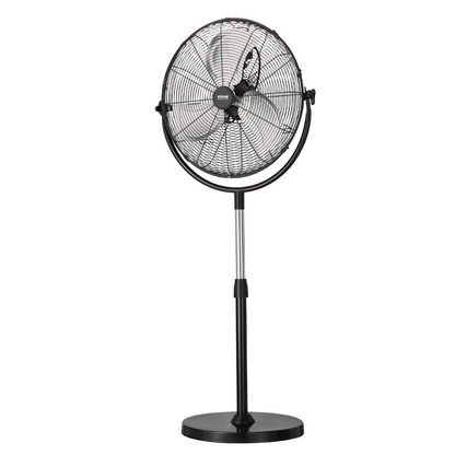 Start2Finish VEVOR 18-inch industrial pedestal fan with adjustable height, 3-speed settings, black standing fan for warehouse or garage