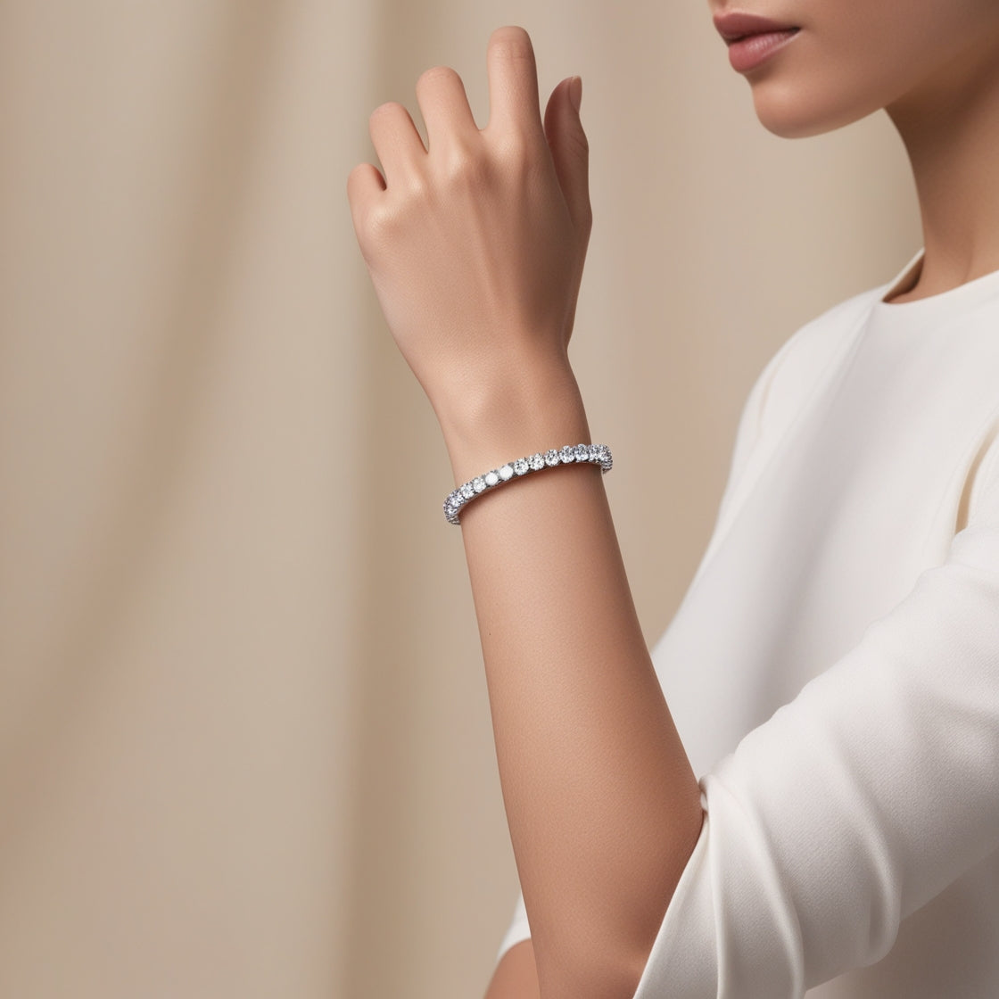 Start2Finish 3.00 CTW AGI Certified Lab-Grown Diamond Tennis Bracelet in 14K Yellow or White Gold with G/VS clarity.