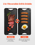 Start2Finish VEVOR 20x10 inch cast iron reversible grill and griddle with handle, black, pre-seasoned, suitable for indoor and outdoor use.
