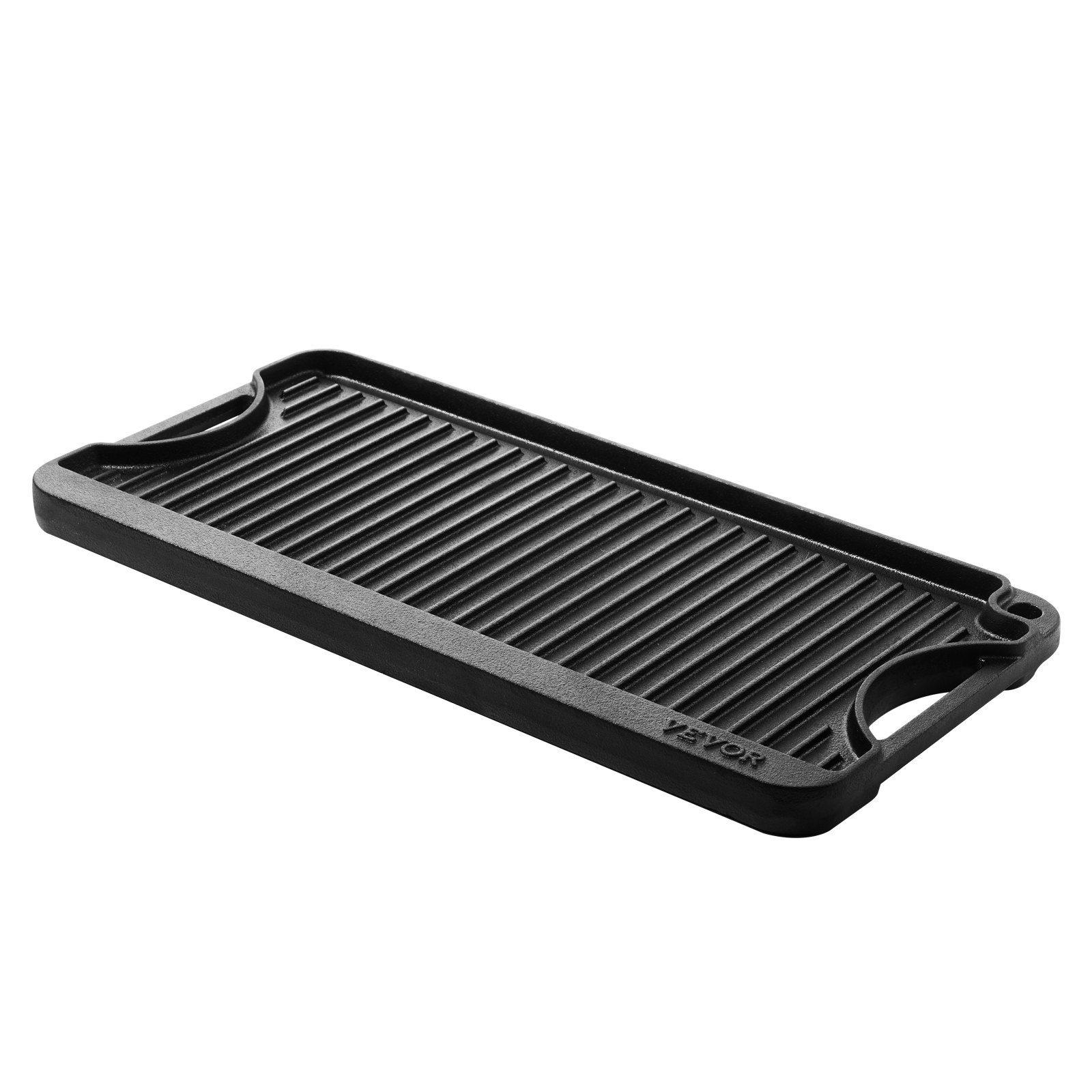 Start2Finish VEVOR 20x10 inch cast iron reversible grill and griddle with handle, pre-seasoned, ideal for indoor and outdoor cooking