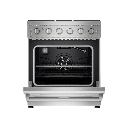 Empava 30-inch pro-style slide-in single oven gas range with control panel and burners, part of Start2Finish appliances.