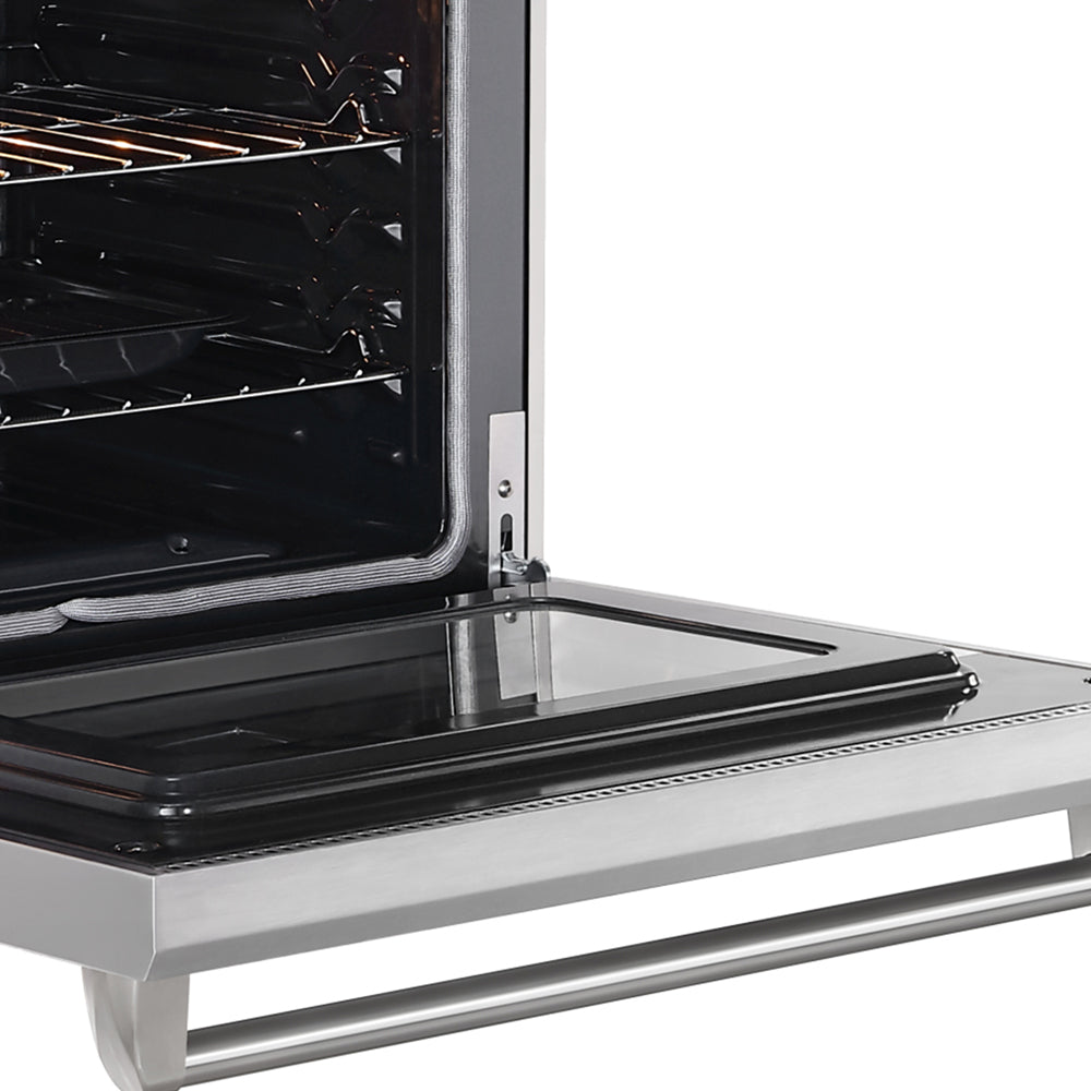 Empava 30-inch pro-style slide-in gas range with single oven, stainless steel finish, and control knobs on the front panel