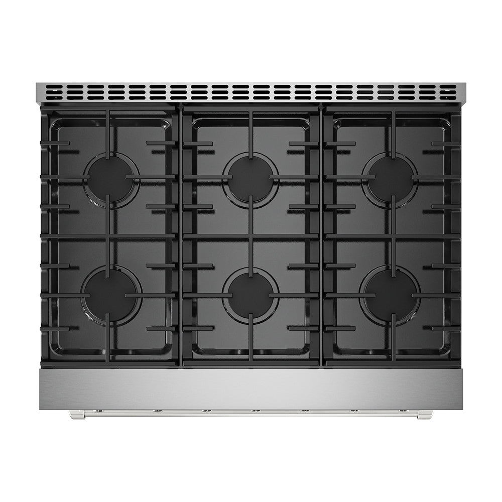 Empava 36-inch pro-style slide-in gas range with single oven, stainless steel, and four burners for modern kitchen appliances.