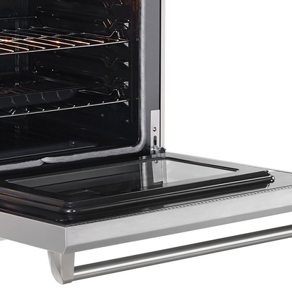Start2Finish Empava 36-inch pro-style slide-in gas range with single oven, stainless steel finish and control knobs.
