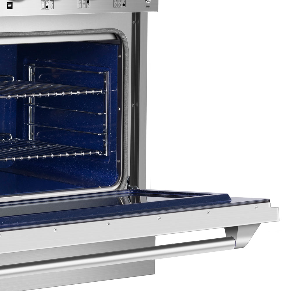 Empava 36-inch Pro-Style Slide-In Gas Range with single oven, stainless steel finish, and control knobs for home kitchen appliances.