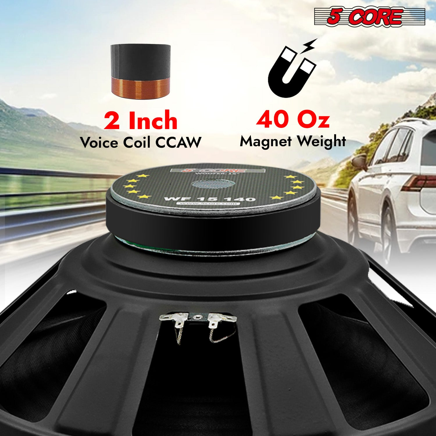 Start2Finish 15-inch automotive car woofer with 450W deep bass, 4 Ohm replacement subwoofer loudspeaker, high-performance audio component.