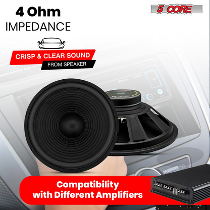 Start2Finish 15-inch automotive car woofer with deep bass, 450W power, 4 Ohm impedance, and sturdy loudspeaker design