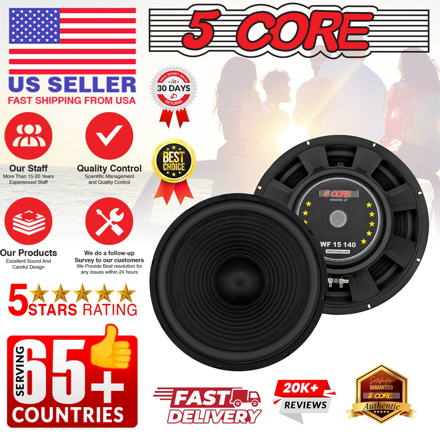 Start2Finish 15-inch car woofer with 450W deep bass, 4 Ohm automotive subwoofer for high-quality sound.