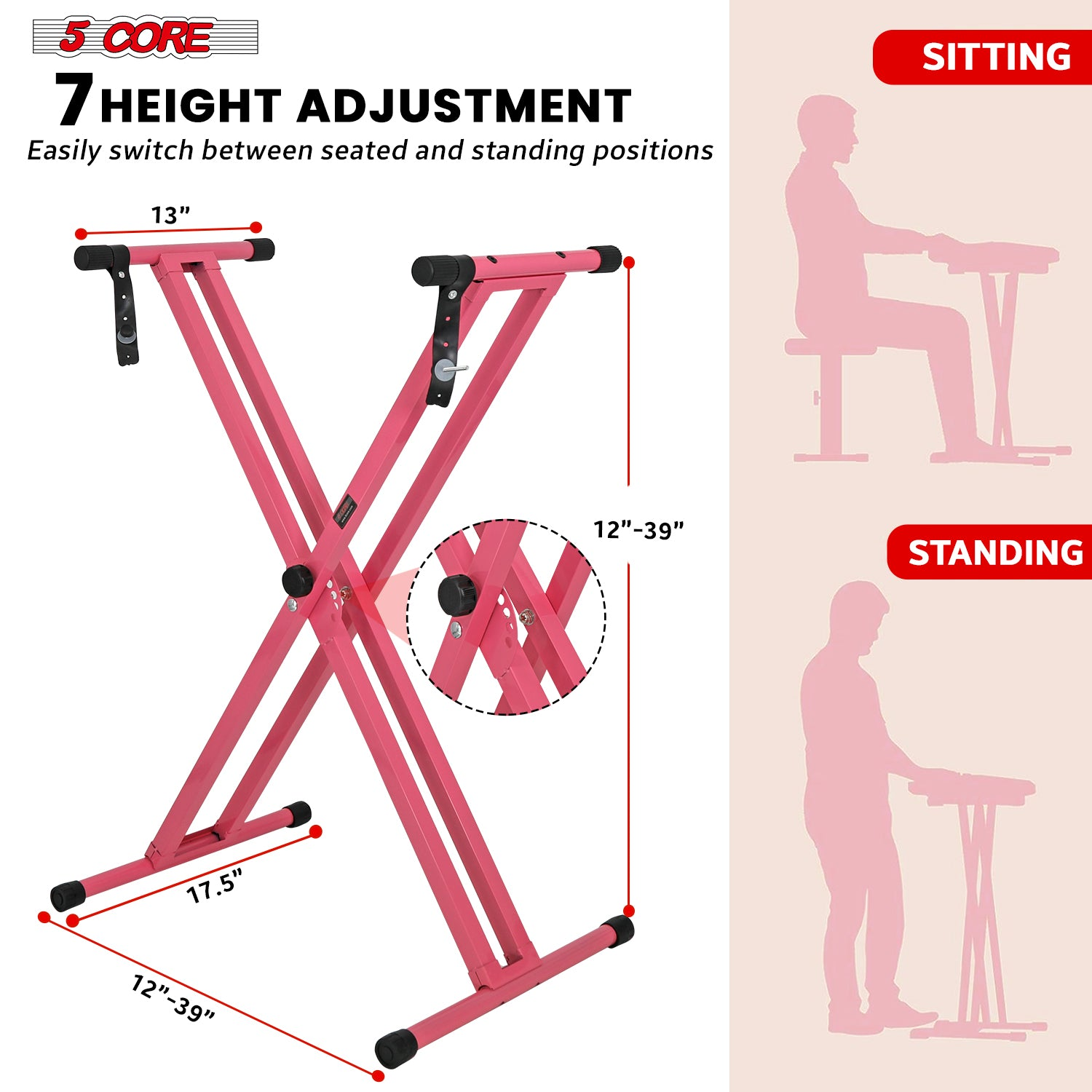 Start2Finish 5-core keyboard stand and adjustable padded piano bench set, ideal for musicians and music practice.