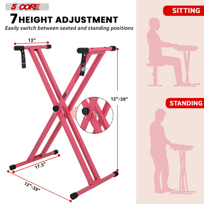 Start2Finish 5-core keyboard stand and adjustable padded piano bench set, ideal for musicians and music practice.