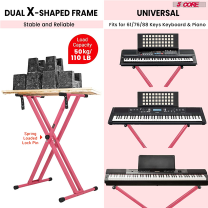 Start2Finish 5-core keyboard stand and padded musician chair set with adjustable piano bench for musical instruments.