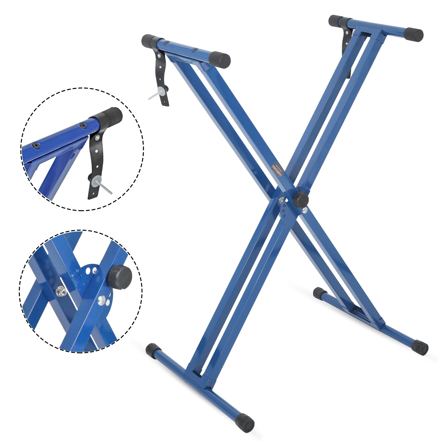 Start2Finish 5-core keyboard stand with dual X-shape design, adjustable and foldable for portable music and DJ controller setup.