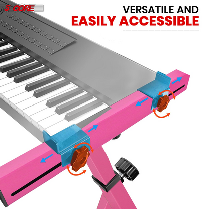 Start2Finish 5 Core Z-shaped keyboard stand for piano and DJ controllers, adjustable, foldable, heavy-duty musical instrument stand.