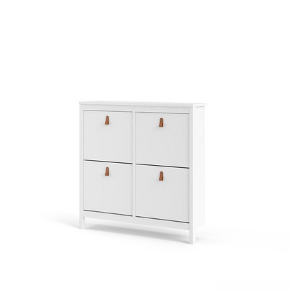Start2Finish Madrid 4 Drawer Shoe Cabinet in white, showing sleek storage with four spacious drawers for organized shoe storage.