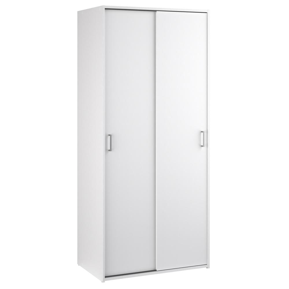 White space wardrobe with two sliding doors, modern furniture piece from Start2Finish, featuring a sleek, minimalist design.