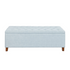 Light blue Shandra tufted upholstered storage bench by Start2Finish, showcasing a padded top and storage compartment.