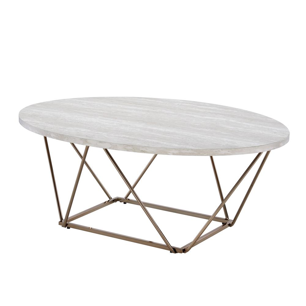 Start2Finish Rowan faux marble top coffee table with sleek design and wooden legs, perfect for modern living room decor.