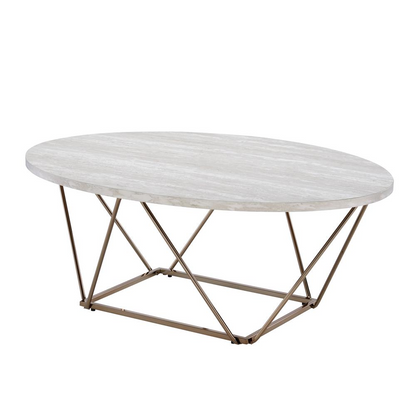Start2Finish Rowan faux marble top coffee table with sleek design and wooden legs, perfect for modern living room decor.