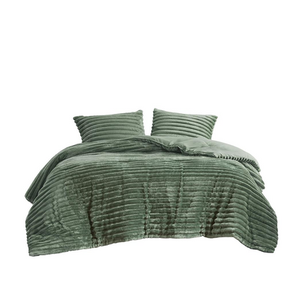 Start2Finish 3-piece corded plush comforter bedding set with soft, cozy fabric in a warm, inviting design.