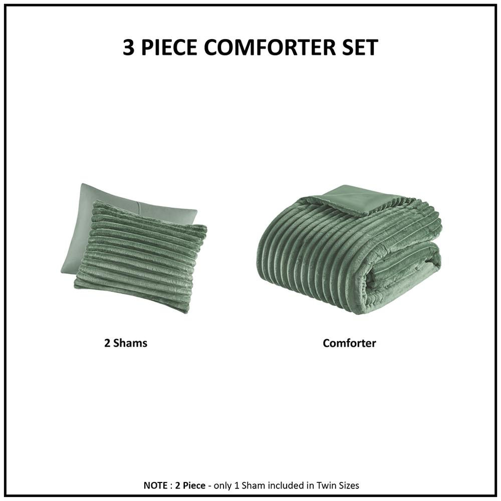 Start2Finish 3-piece corded plush comforter bedding set with matching pillow shams, featuring soft, textured fabric in neutral tones.