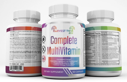 Start2Finish Complete Multivitamin supplement bottle with colorful label, showcasing essential vitamins and minerals for daily health.